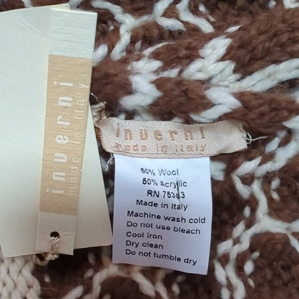 Inuerni, brown and cream wool blend scarf